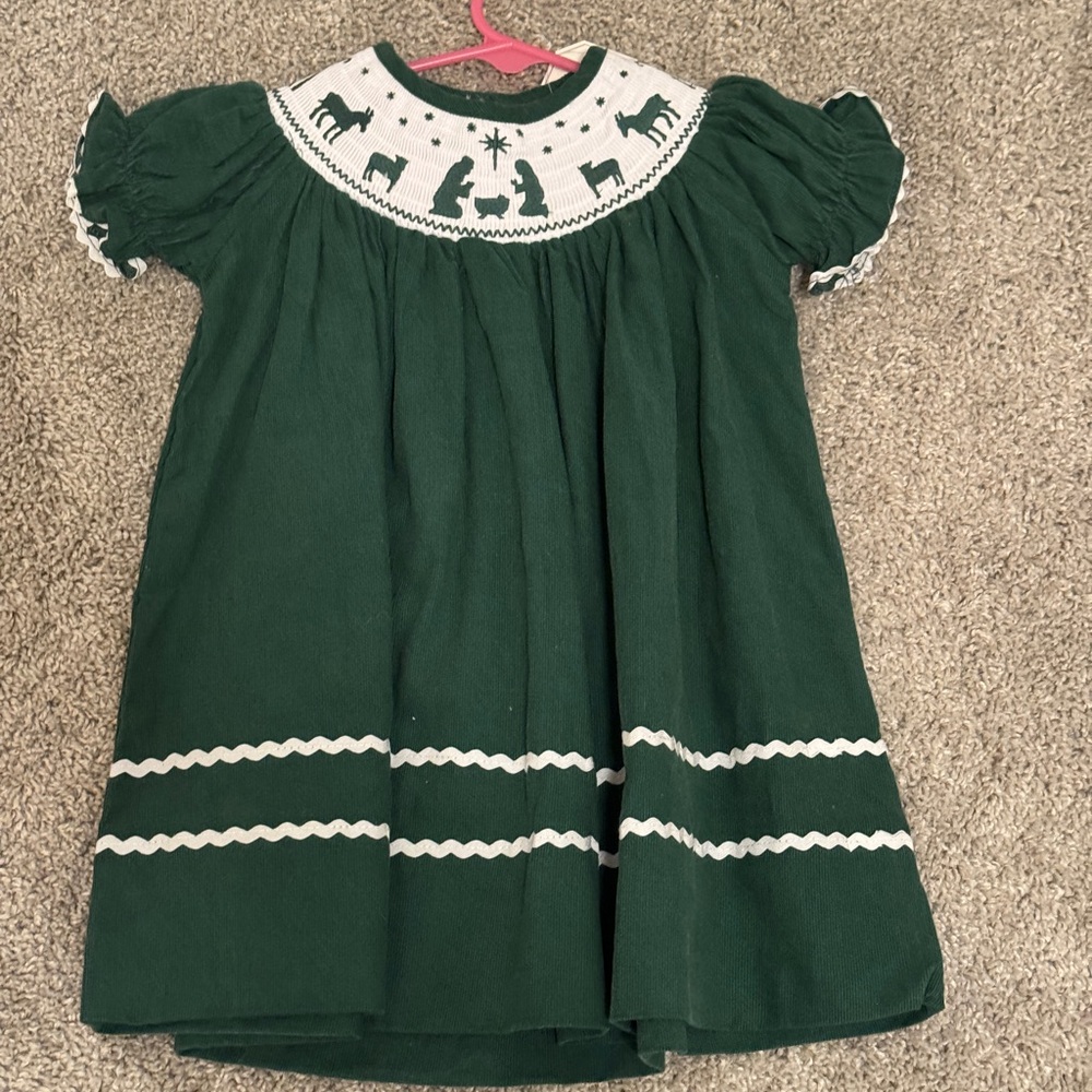 Green corduroy Christmas dress